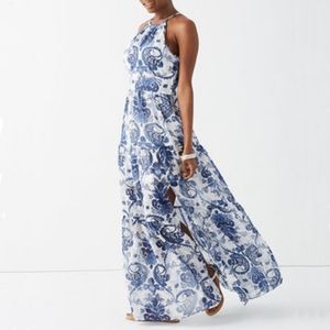 Bisou Bisou Maxi Flowy Paisley Floral Dress Size